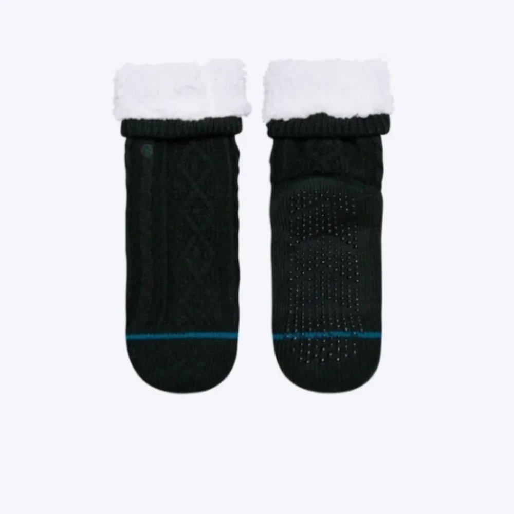 Stance Slipper Socks Roasted Cable Knit Dark Green Grip Anti-Slip Cozycore NWT